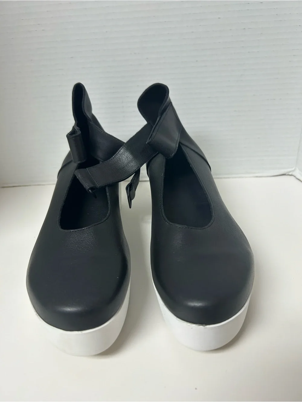 Arche blk Leather White Platform Mary Jane Ankle Strap Shoe 40/ 9.5 Goth France